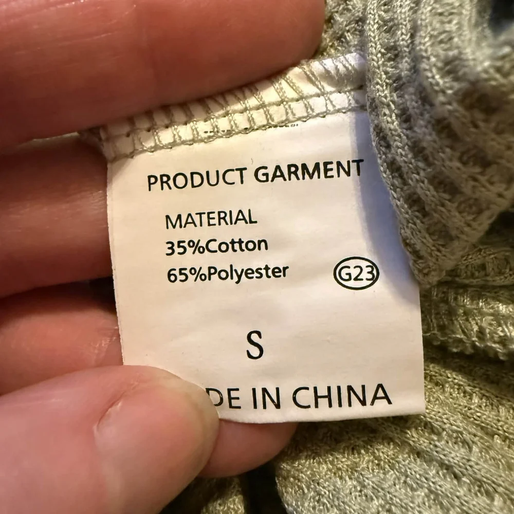 NEW Fixmatti Green Waffle Knit Crew Button Short Sleeve Romper Jumpsuit Beach S - Picture 12 of 15